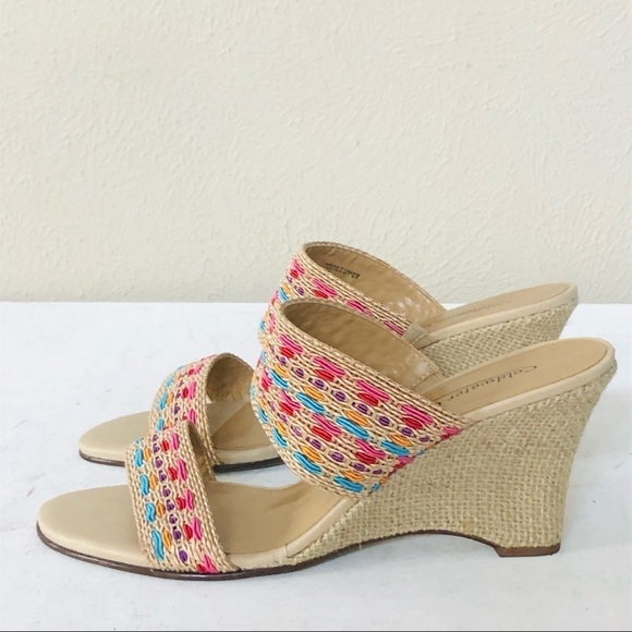 Coldwater Creek colorful textile strap slide on sandal - Picture 1 of 8